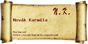 Novák Karméla névjegykártya